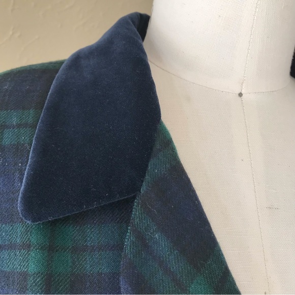JH Collectibles Vintage Wool Union Made Green and Blue Plaid Blazer 14P - Picture 8 of 15